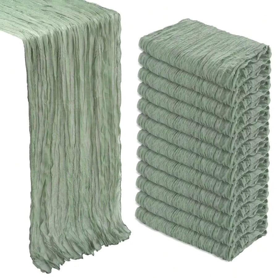 12 Pack Sage Green Cheesecloth Table Runner 9Ft Gauze Cheese Cloth Table Runner 17x108 Inch Boho Sheer Rustic Fabric Party Decor Shower Wedding Centerpiece Home Table Decorations