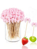 50pcs Pink Bow Toothpicks, Elegant Bamboo Toothpicks, Suitable For Appetizers, Drinks, Birthday Parties, Bachelorette Parties, Wedding Parties, And Theme Party Decorations